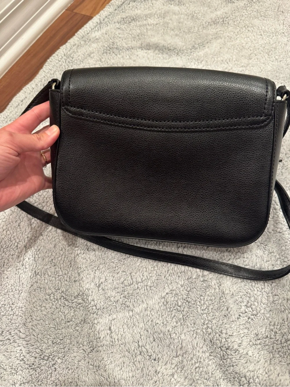 kate spade Black Pebbled Leather Crossbody Bag with Gold Accent